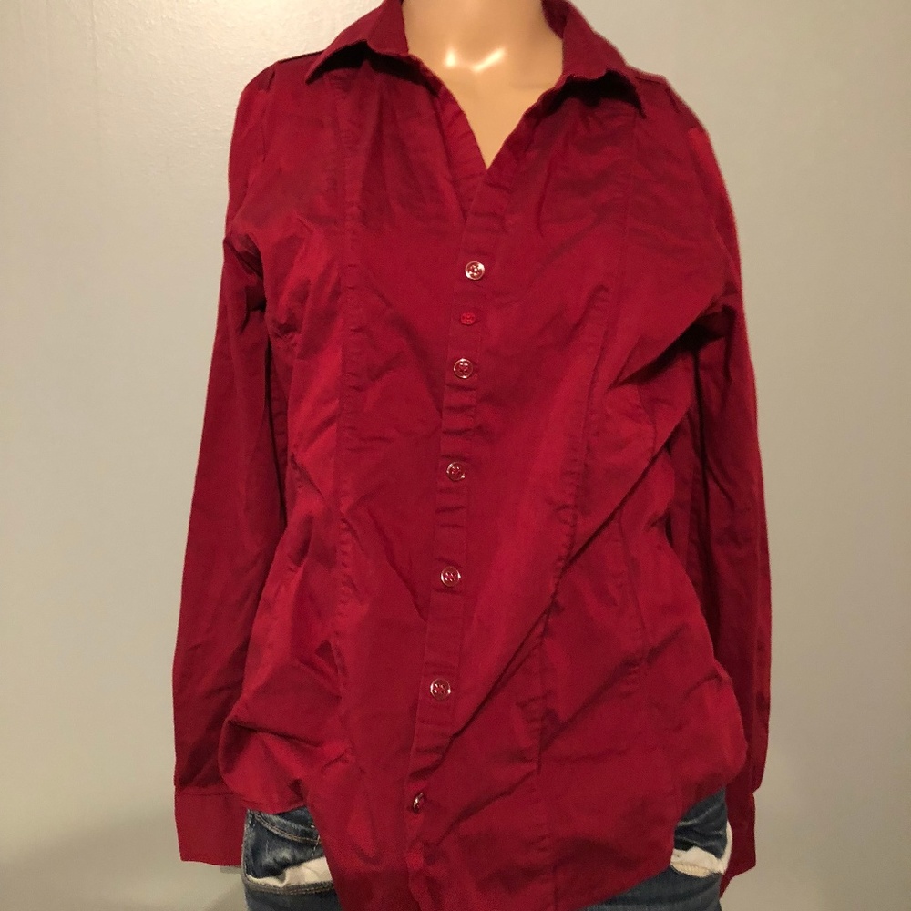 New York & Company Women's Red Medium Blouse